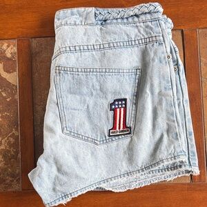 Harley-Davidson Light Blue Denim Shorts with Patch